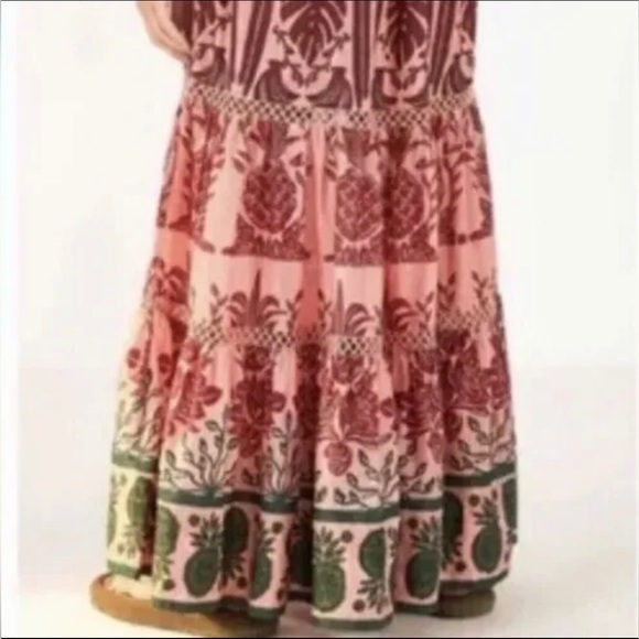 NWOT FARM Rio multi color Ainika Print Macaws Tiered Maxi Dress - Picture 7 of 9